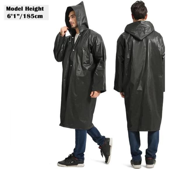 Opret 2 Pack Raincoats for Adults Reusable, EVA Rain Ponchos Lightweight Rain Co - Picture 6 of 8